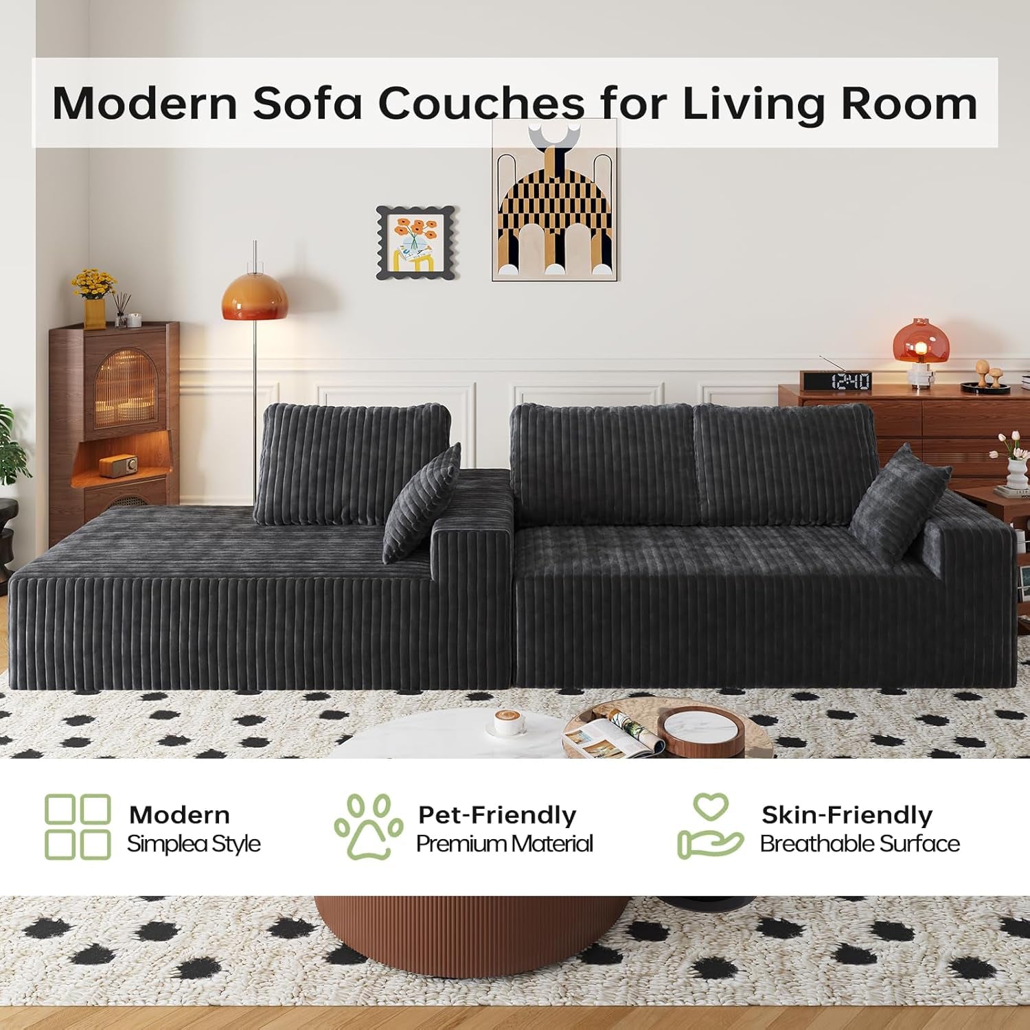 108-Inch Modular Sectional Couch With Oversized Chaise-3