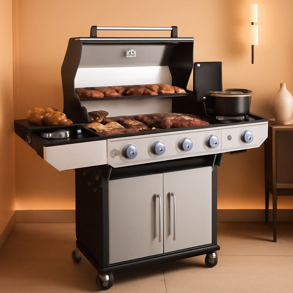 Propane Gas Grill With LED Knobs And Visual Glass Panel Outdoor-0