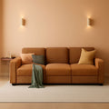 Brown UShaped Convertible Sectional Sofa Bed USBPort-0
