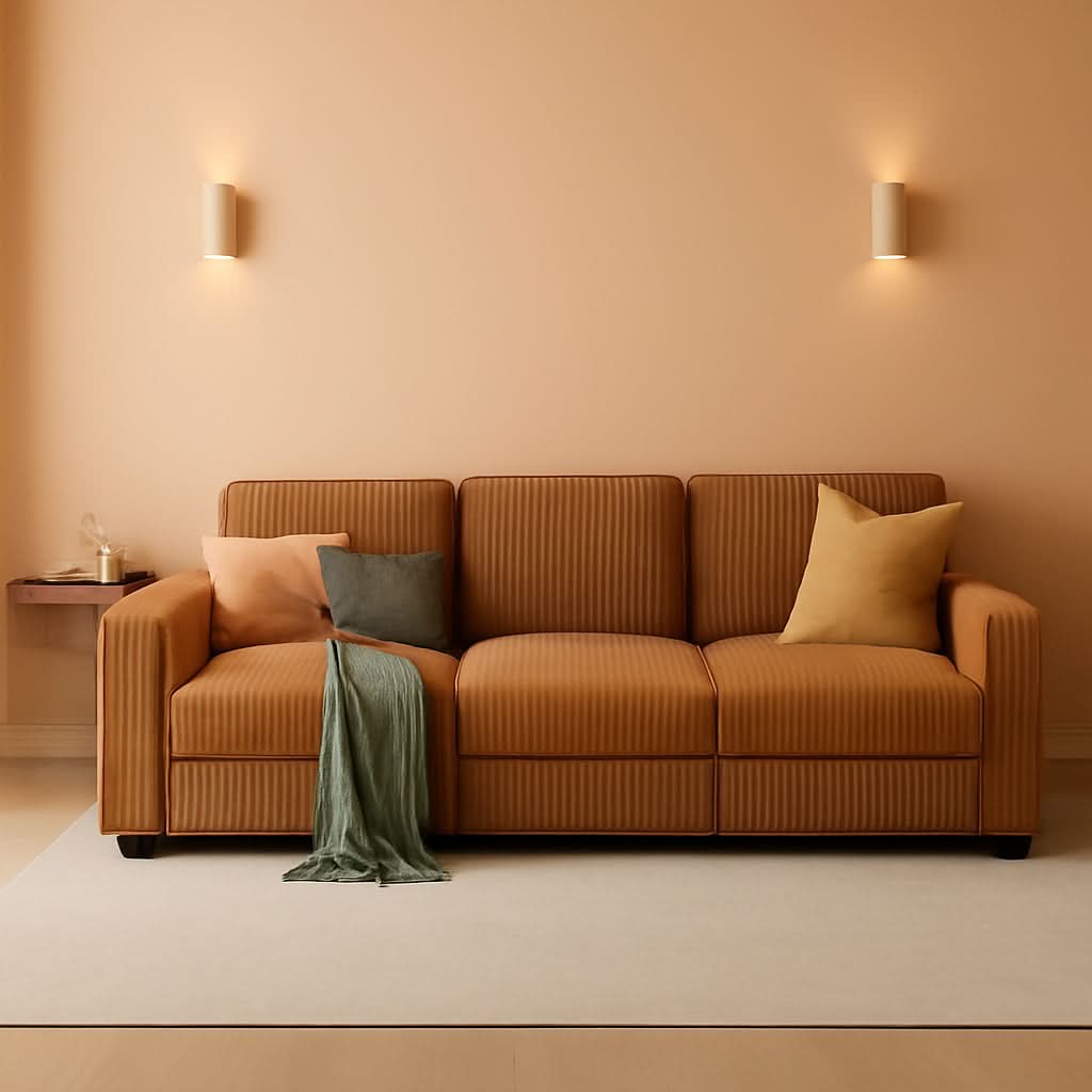 Brown UShaped Convertible Sectional Sofa Bed USBPort-0