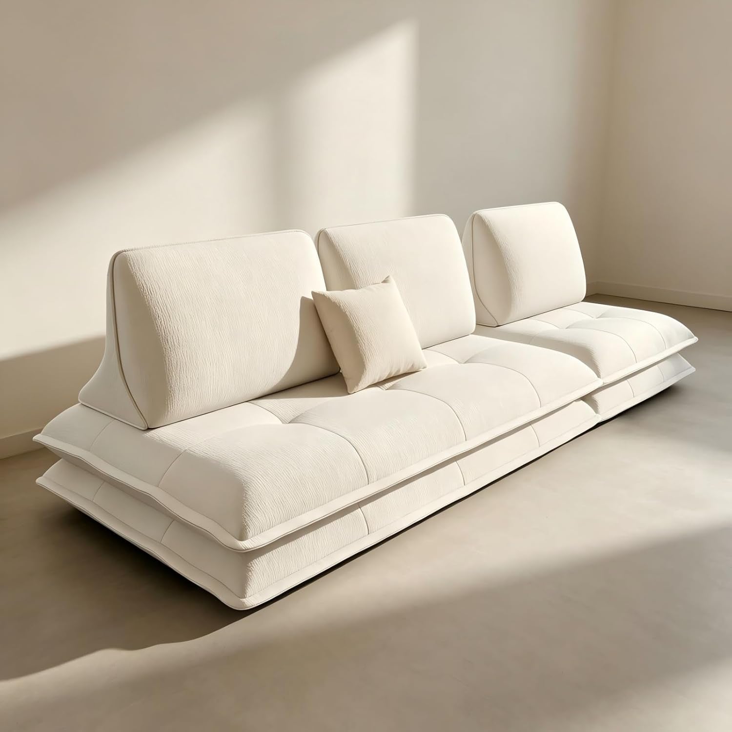 Beige Microfiber Sectional Sofa Daybed With Ottoman-4
