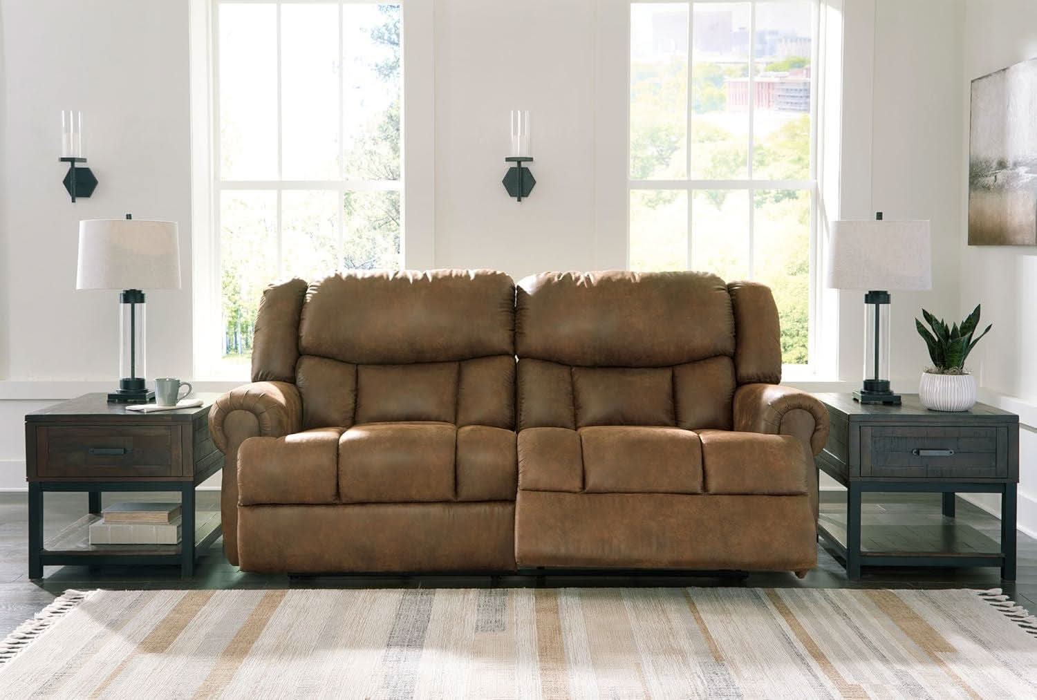 Boothbay Faux Leather 2 Seat Reclining Sofa Dark Brown-1