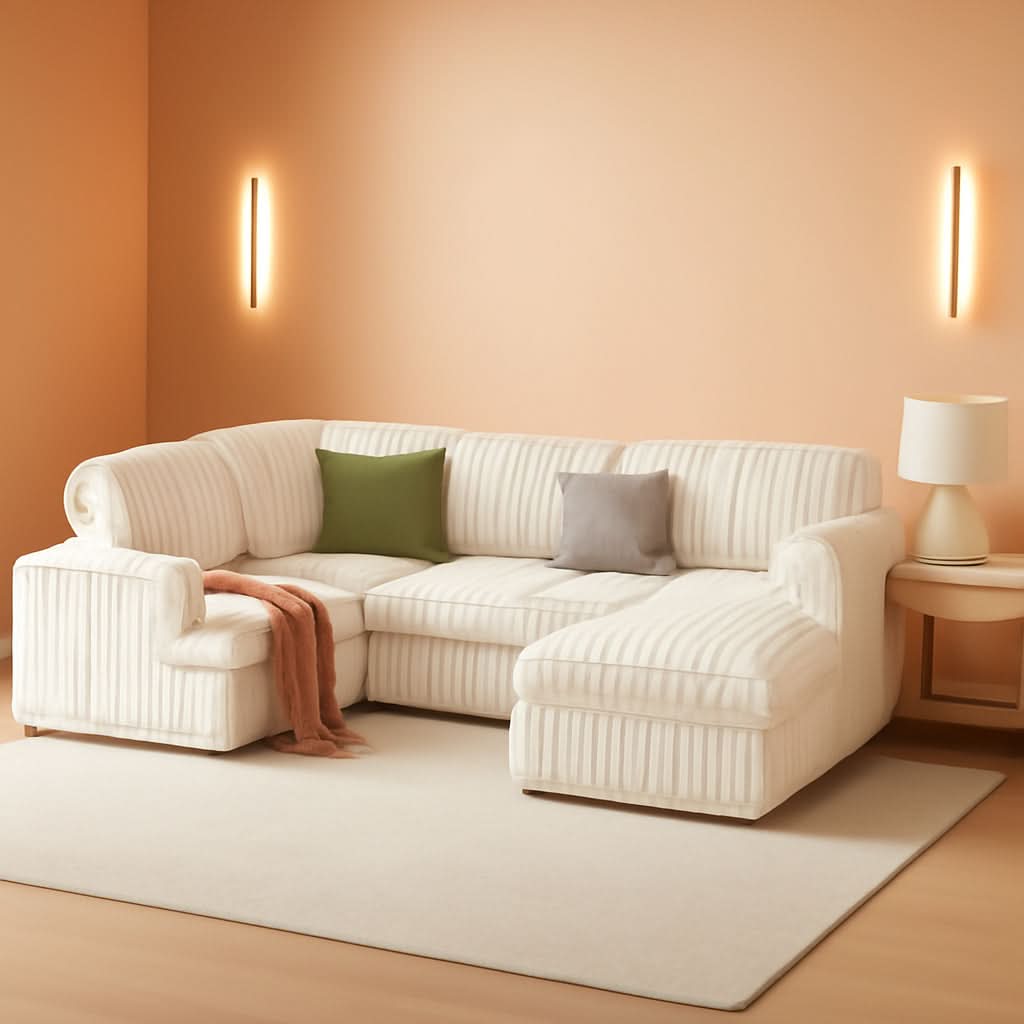 One Hundred Thirty Inch Sleeper Sofa With White Faux Fur-0