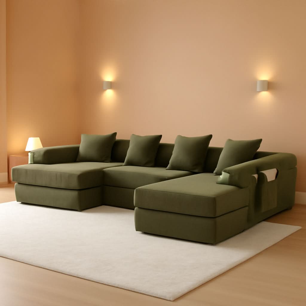 Olive Green Corduroy Premium Modular Sleeper SofaBed-0
