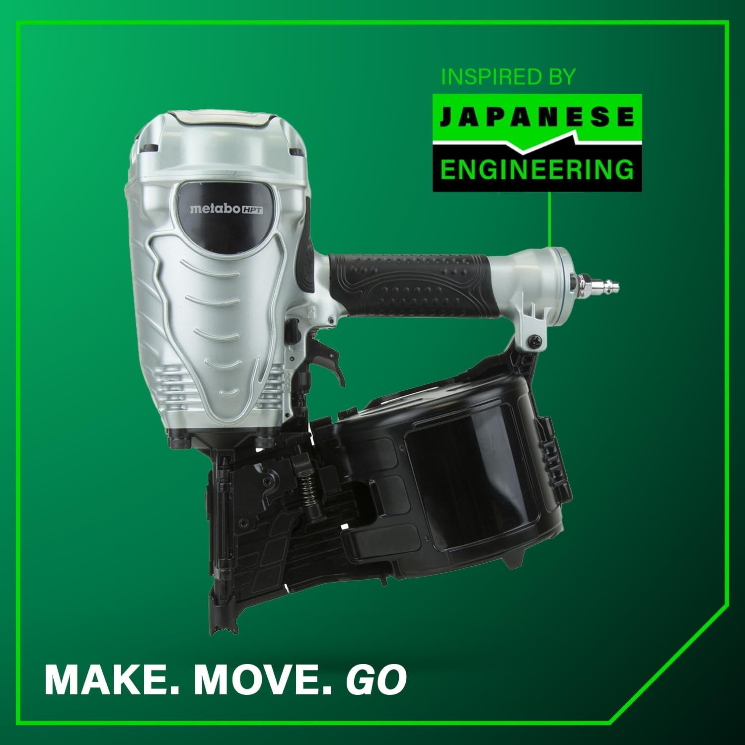 Metabo HPT Coil Framing Nailer, 15° Nails, NV90AGS | Pneumatic Power, Construction Tools, Roof Decking Support, Floor & Truss Applications, 1-3/4 to 3-1/2 In